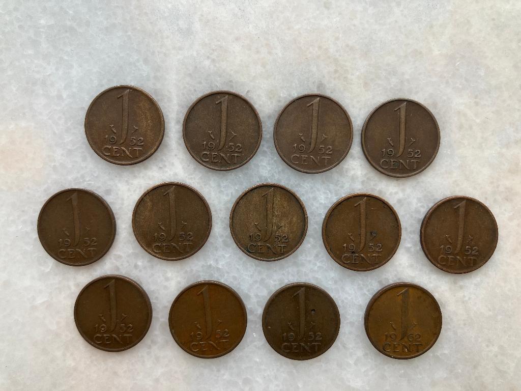 13 Centen 1952, Postzegels en Munten, Munten | Nederland, Ophalen of Verzenden, Koningin Juliana, 1 cent, Losse munt