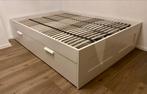 Ikea Brimnes tweepersoons bed met lades. 200x140 cm, Huis en Inrichting, Slaapkamer | Bedden, Ophalen, Wit, Tweepersoons, 140 cm