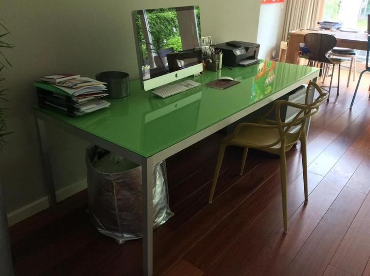 Glazen Bureau / Eettafel - Italiaans Design, Huis en Inrichting, Bureaus, Zo goed als nieuw, Bureau, Ophalen