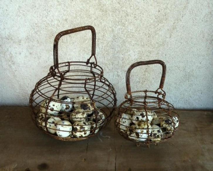 2 X Draadmandje / eiermandje, Antiek en Kunst, Curiosa en Brocante, Ophalen of Verzenden