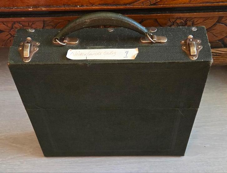 Vintage LP Koffer - Groen - 28x27cm, Antiek en Kunst, Antiek | Overige Antiek, Ophalen of Verzenden