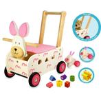 Houten loopwagen duwwagen konijn met of zonder naam, Kraamcadeau, Rheastraat 40, 5047 TL Tilburg, Info@hopsa.nl, Nieuw
