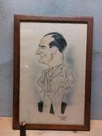 Karikatuur (1945) – WO2 periode – Gesigneerd “J. Schi”, Antiek en Kunst, Ophalen of Verzenden