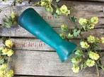Groene Swirl Hyacint Vaas - Jaren 60 Vintage Glas, Gebruikt, Ophalen of Verzenden, Glas, Minder dan 50 cm