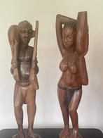 Twee prachtige houten Afrikaanse beelden, Antiek en Kunst, Ophalen
