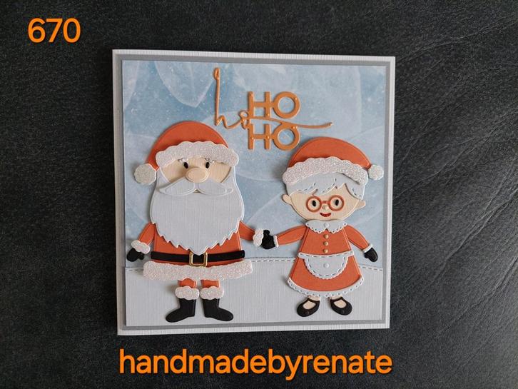 Nr. 670 Handgemaakte kerstkaart kerstman en kerstvrouw, Hobby en Vrije tijd, Kaarten | Zelfgemaakt, Nieuw, Overige thema's, Ophalen of Verzenden