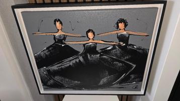 Uniek 40x50 schilderij dancing ladies van CM Leushuis beschikbaar voor biedingen