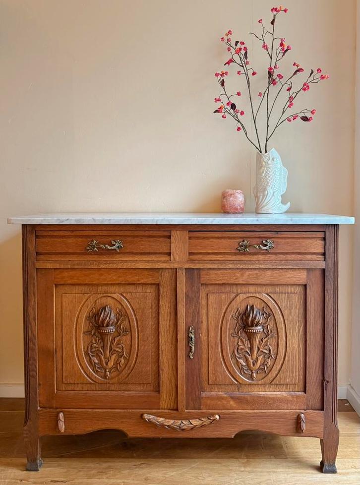 Antiek dressoir / commode marmer blad, Huis en Inrichting, Kasten | Dressoirs, Zo goed als nieuw, 25 tot 50 cm, Ophalen