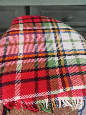 Schotse Wollen Plaid Deken - Rood, Groen, Crème beschikbaar voor biedingen