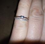 Dubbele kinderring met hartje en zirkonia, Sieraden, Tassen en Uiterlijk, Nieuw, Ophalen of Verzenden, Kleiner dan 17, Zilver