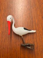 Oude glazen kerstbal. Ooievaar van melkglas, Diversen, Kerst, Ophalen of Verzenden, Zo goed als nieuw