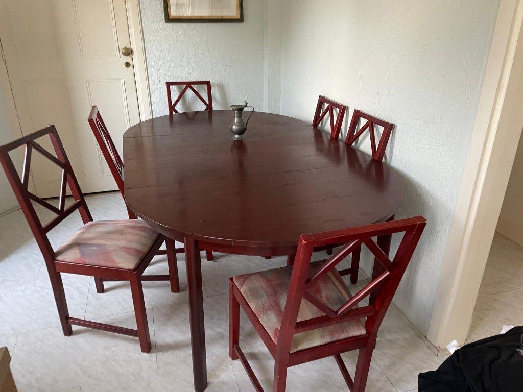 Eettafel met 6 stoelen, Ophalen, Zo goed als nieuw, Modern, 4 tot 6 stoelen