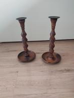 victoriaanse eiken houten barley twist kandelaars, Ophalen of Verzenden