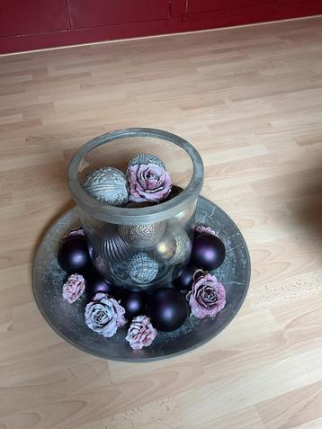 Decoratieve schaal met windlicht - 60x45cm beschikbaar voor biedingen