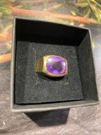 Gouden zegelring - 14 krt, Sieraden, Tassen en Uiterlijk, Ringen, Gebruikt, 19 tot 20, Paars, Ophalen of Verzenden