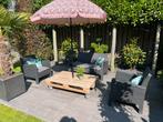 Loungeset 1x 2-zits 2x fauteuil incl kussens, Ophalen, Gebruikt, Kunststof