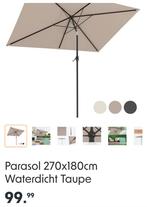 Parasol nieuw taupe, Kantelbaar, Nieuw, Stokparasol, 2 tot 3 meter