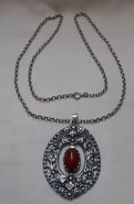 Zilveren jasseron ketting met grote antieke hanger nr.913, Verzenden, Zilver, Ketting