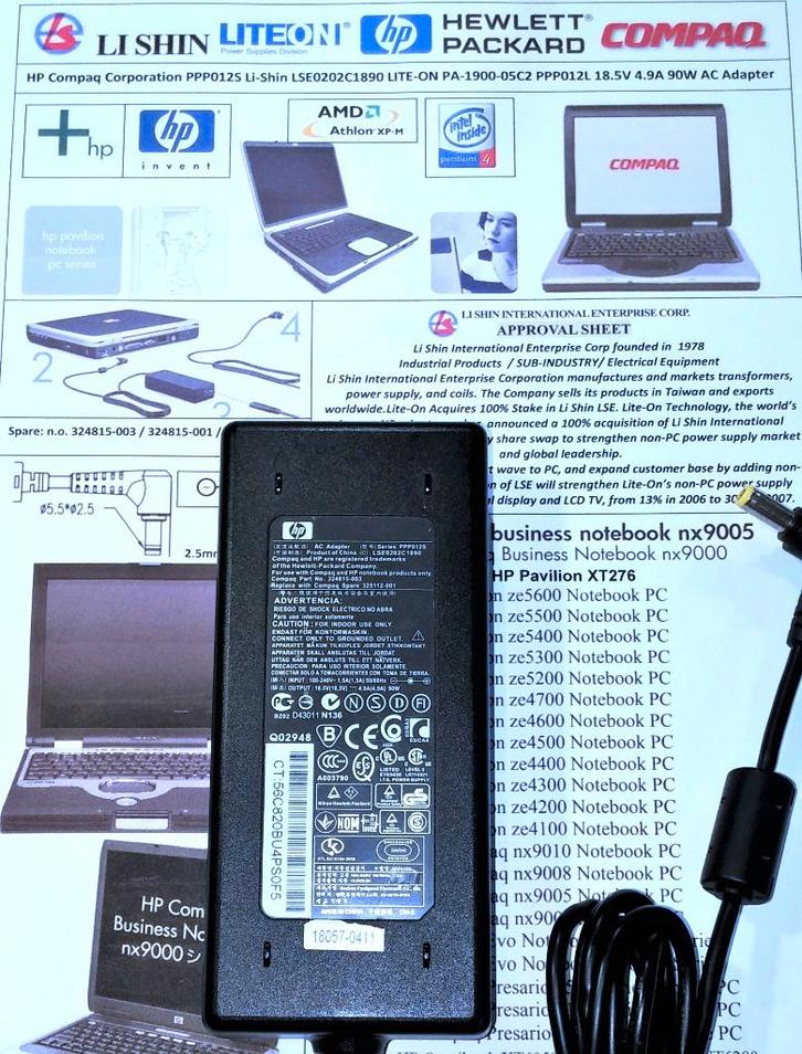 Compaq PPP012S HP PA-1900-05C2 18.5V 4.9A 90W Adapter Lader, Computers en Software, Laptop-opladers, Zo goed als nieuw, Ophalen of Verzenden
