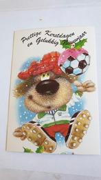 1308 kerstkaart kerst voetbal hond, Verzenden, Voor 1920, Hond of Kat