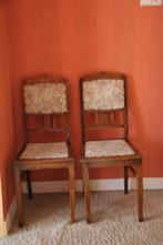 2 houten eiken stoelen - met stof bekleed, Huis en Inrichting, Stoelen, Twee, Gebruikt, Hollands, Bruin