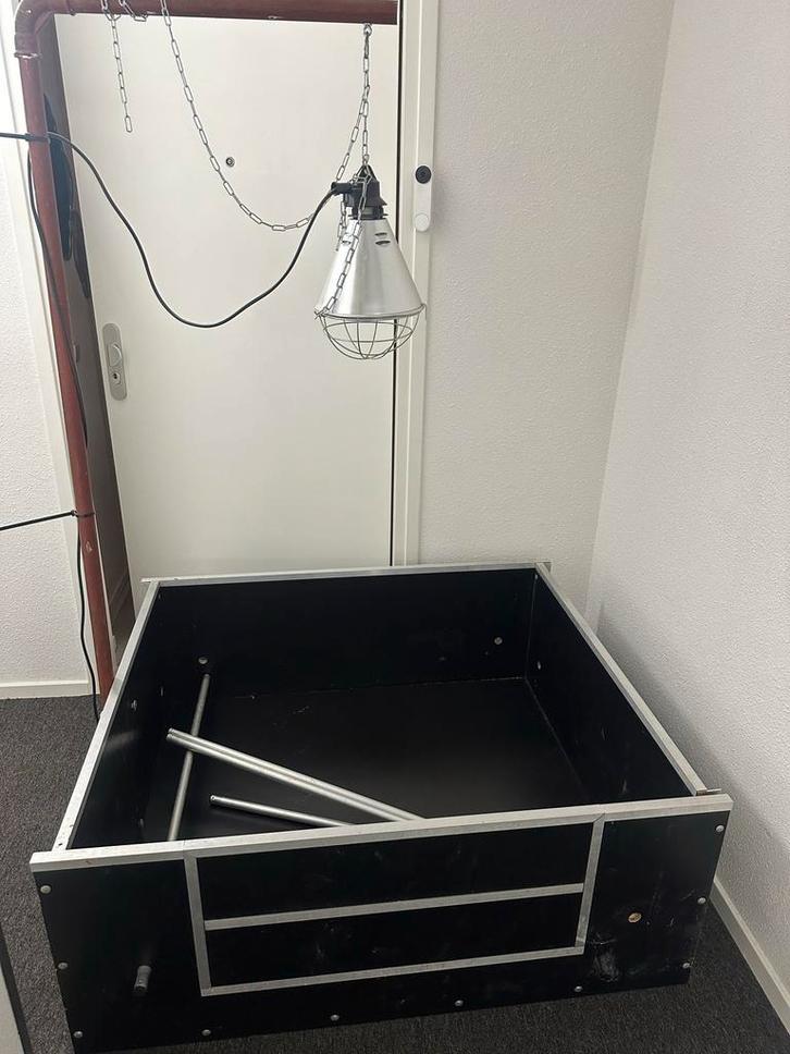 Werp­kist met warmtelamp – ideaal voor grote hondenrassen, Dieren en Toebehoren, Overige Dieren-accessoires, Zo goed als nieuw