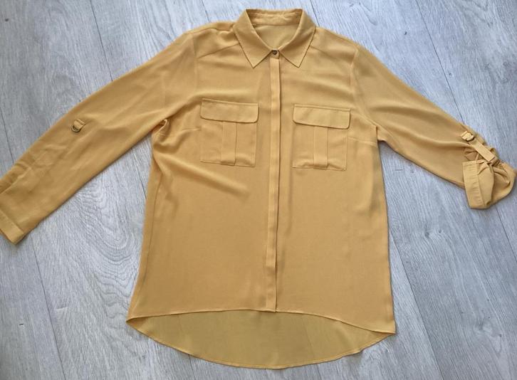 Gele blouse met zakken - Maat L, Kleding | Dames, Blouses en Tunieken, Zo goed als nieuw, Maat 42/44 (L), Geel, Ophalen of Verzenden