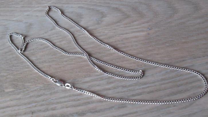 Zilveren heren/dames schakel ketting/collier / 70cm, Sieraden, Tassen en Uiterlijk, Kettingen, Zo goed als nieuw, Zilver, Zilver