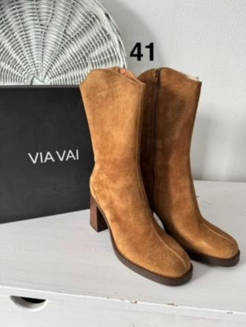 NIEUW > Suede Bruine (cognac) Via Vai Laarzen / maat 41 beschikbaar voor biedingen
