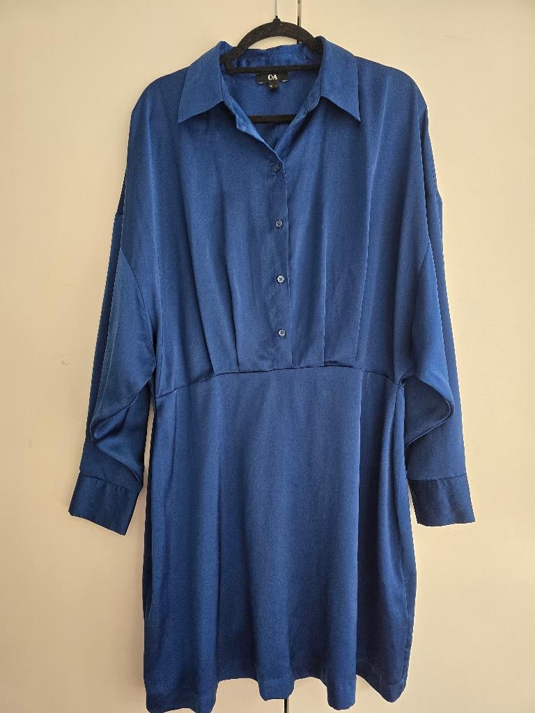 Donkerblauwe chique jurk C&A, Kleding | Dames, Maat 46/48 (XL) of groter, Zo goed als nieuw, Knielengte, C&A