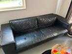 Bank Levin 3-zits - Leer - Zwart, Huis en Inrichting, Banken | Bankstellen, Ophalen, Gebruikt, Driepersoons, Leer