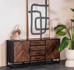 Mangohouten meubelset - salontafel, TV dressoir & dressoir, Huis en Inrichting, Ophalen, 150 tot 200 cm, Zo goed als nieuw, Metaal