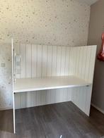 Bureau, lamellenlook wit met afscheidingswanden., Huis en Inrichting, Bureaus, Ophalen, Gebruikt