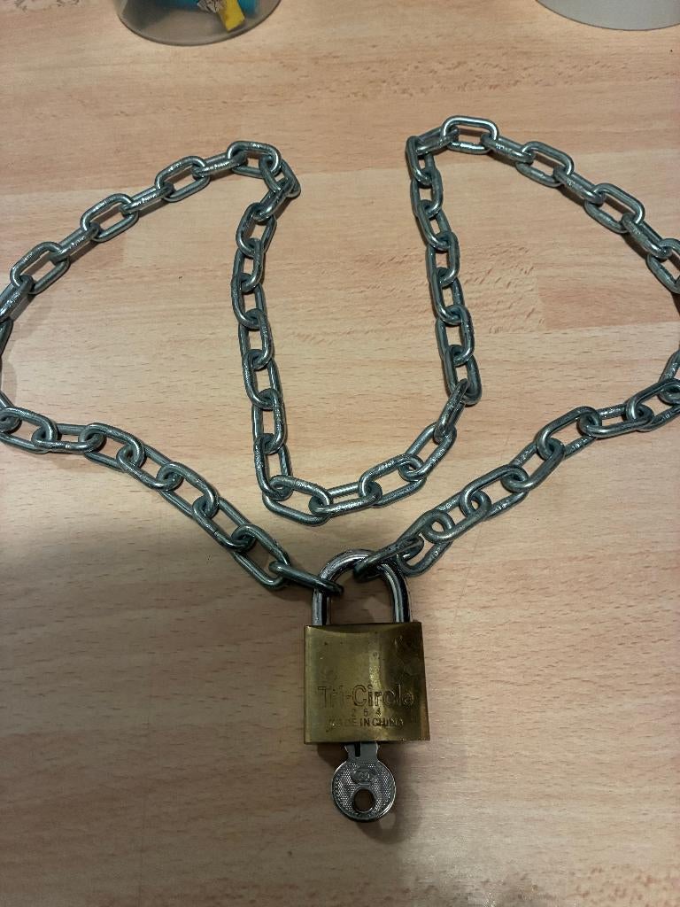 Ketting Ijzer 110 cm met slot 1 sleutel, Doe-het-zelf en Verbouw, Metalen, Ophalen of Verzenden, IJzer