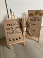 Trouwdecoratie, 2 bordjes inclusief ezeltjes, Ophalen, Zo goed als nieuw, Versiering, Geboorte of Huwelijk