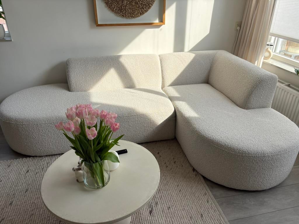 Wehkamp Nous Living hoekbank Arles rechts bouclé, Ophalen, Organische bank, 250 tot 300 cm, Driepersoons