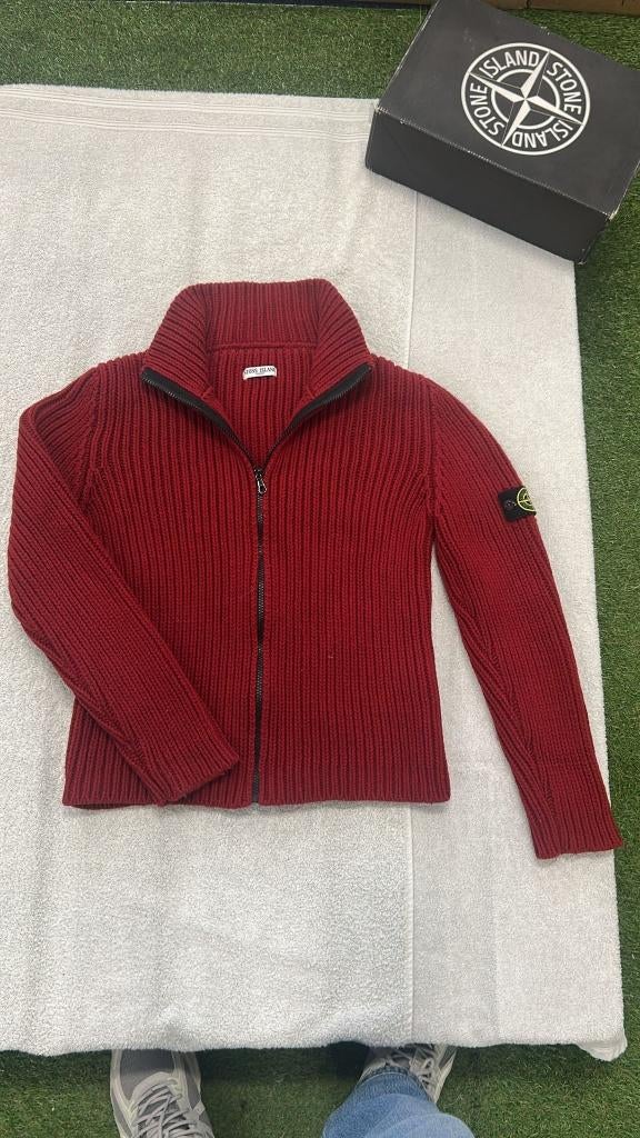 Stone Island Vest Sweater met rits Heavy Knitwear met Badge, ., Ophalen of Verzenden, ., Rood