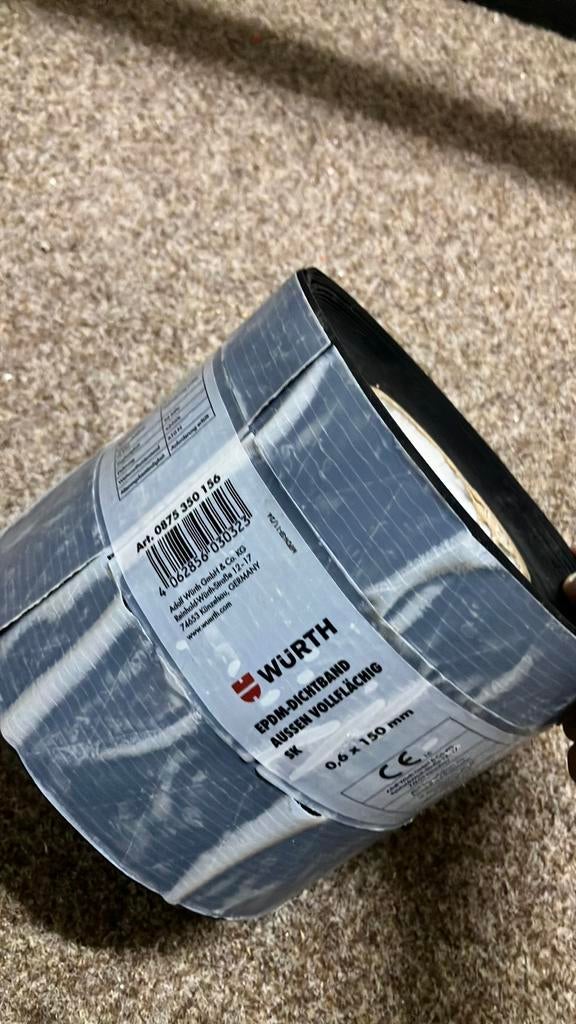 EPDM dichtband 0,6x150mm NIEUWE ROL, Minder dan 4 cm, Overige materialen, Ophalen of Verzenden, Zo goed als nieuw