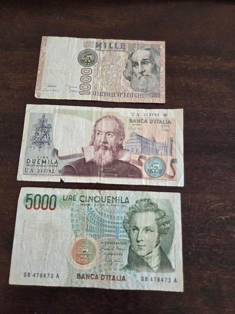 Italiaanse bankbiljetten: 1000, 2000 en 5000 Lire, Postzegels en Munten, Bankbiljetten | Europa | Niet-Eurobiljetten, Ophalen of Verzenden