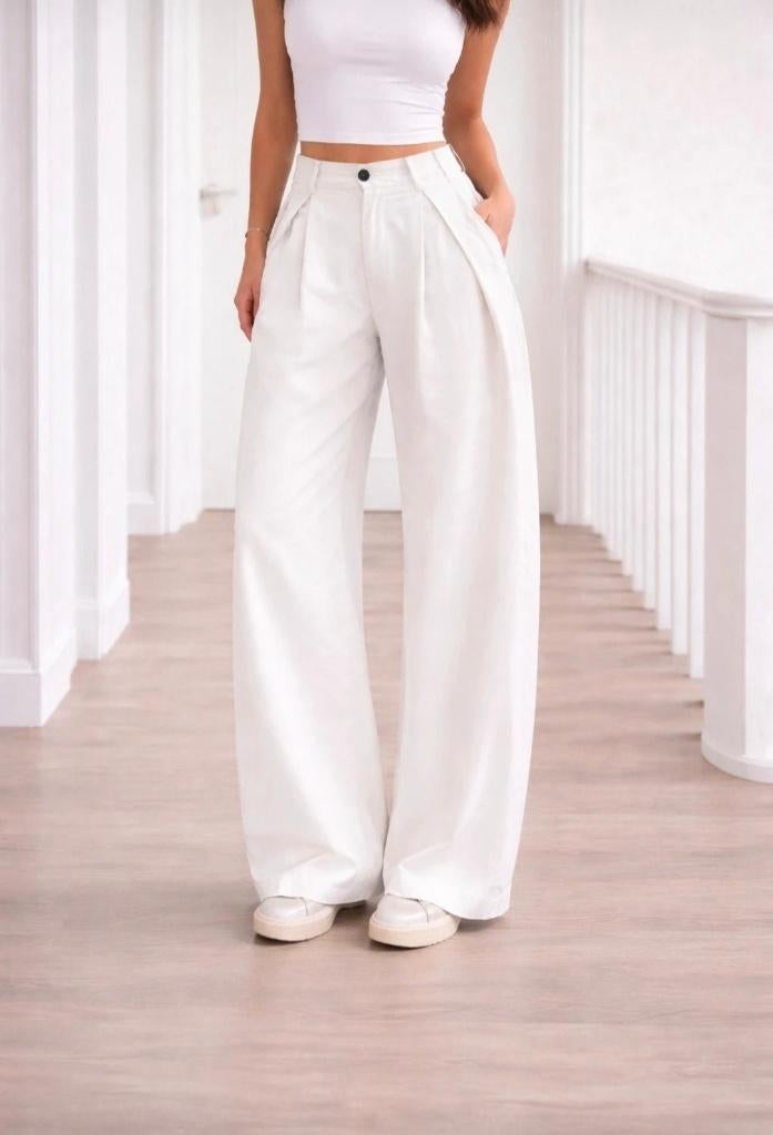 Elegante wide-leg pantalon L, Boutiek, Zwart, Maat 42/44 (L), Nieuw