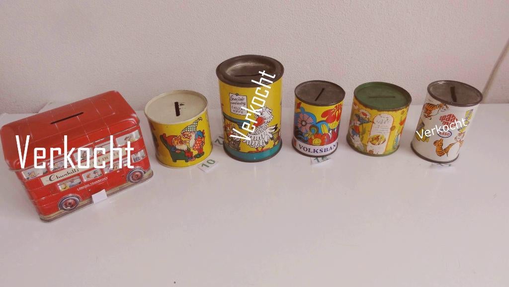 Spaarpotten, antiek spaarpotten, bijzondere exemplaren, Ophalen of Verzenden, Gebruikt, Metaal of Blik, Overige thema's
