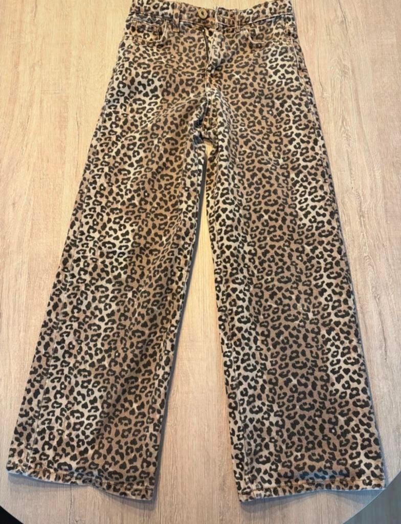 Vingino wide leg broek Leopard panter print maat 140, Kinderen en Baby's, Kinderkleding | Maat 140, Ophalen of Verzenden, Gebruikt