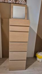 IKEA Malm Ladekast met Spiegel - Wit Gelazuurd Eikenfineer, Ophalen, 100 tot 150 cm, Eikenhout, 50 tot 100 cm