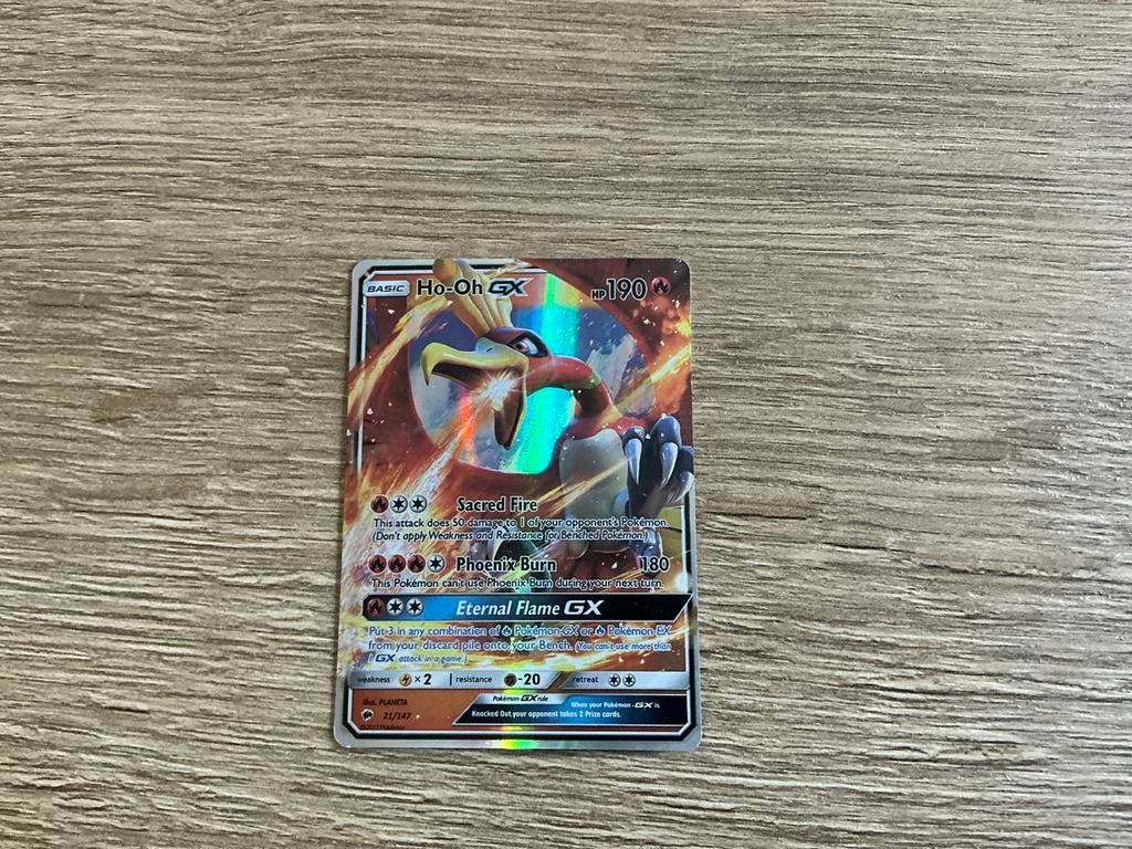 Ho-Oh GX Pokémon kaart - Zeldzaam en Foil, Ophalen, Zo goed als nieuw, Losse kaart, Foil