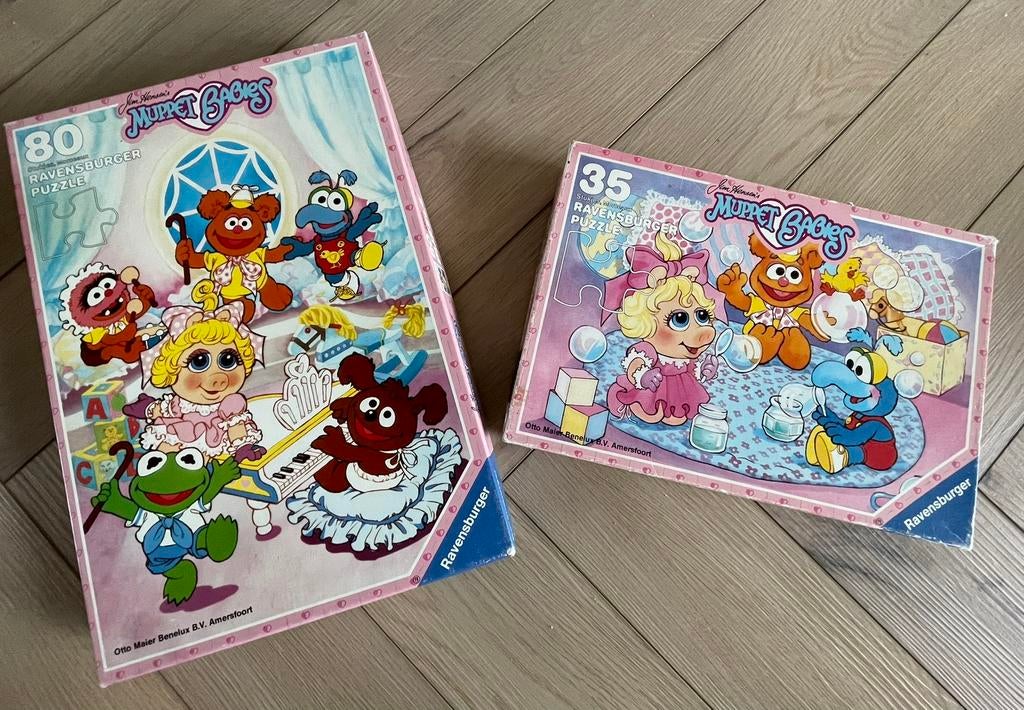 2 Vintage Muppet Babies puzzels 1986, Ophalen of Verzenden, 10 tot 50 stukjes, Zo goed als nieuw
