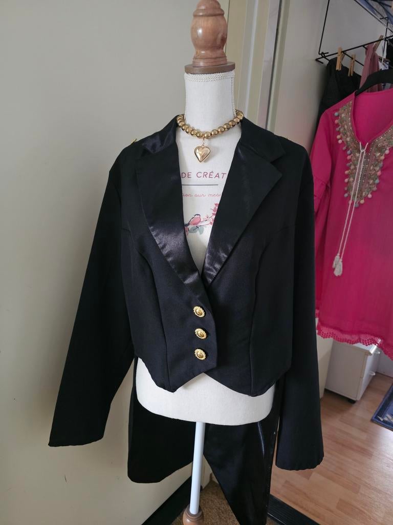 Superleuke Slipjas In Uniformstijl 44/46 incl.verzenden €37-, Verzenden, Zo goed als nieuw, Maat 46/48 (XL) of groter, Zwart