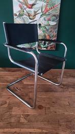 4x Mart Stam S34 Bauhaus stoel zwart leer chroom Buisframe, Gebruikt, Zwart, Vintage Bauhaus Design, Ophalen of Verzenden