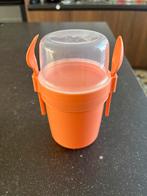 Handige Yoghurtbeker / Lunchpot met Bestek - Oranje, Ophalen, Zo goed als nieuw