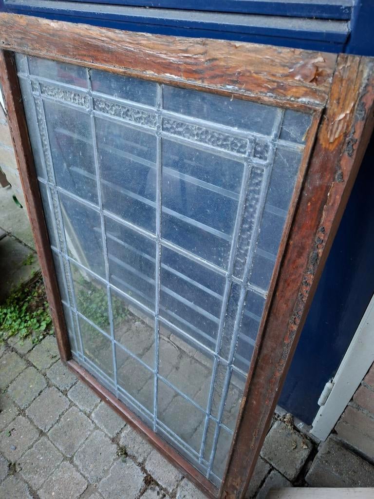 Glas in lood raam ruit kozijn, Doe-het-zelf en Verbouw, Glas en Ramen, Ophalen, Gevelraam of Ruit, Gebruikt, Minder dan 80 cm