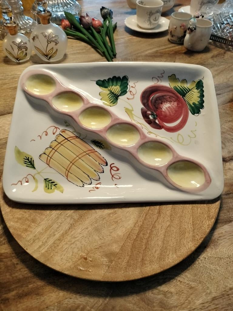 Vintage Handgeschilderde Serveerschaal, Ophalen of Verzenden